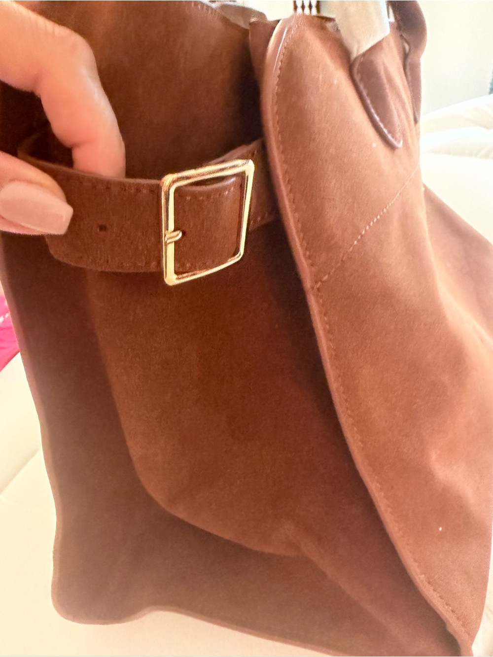 The Row Brown Suede Shoulder Bag - Picture 9 of 10
